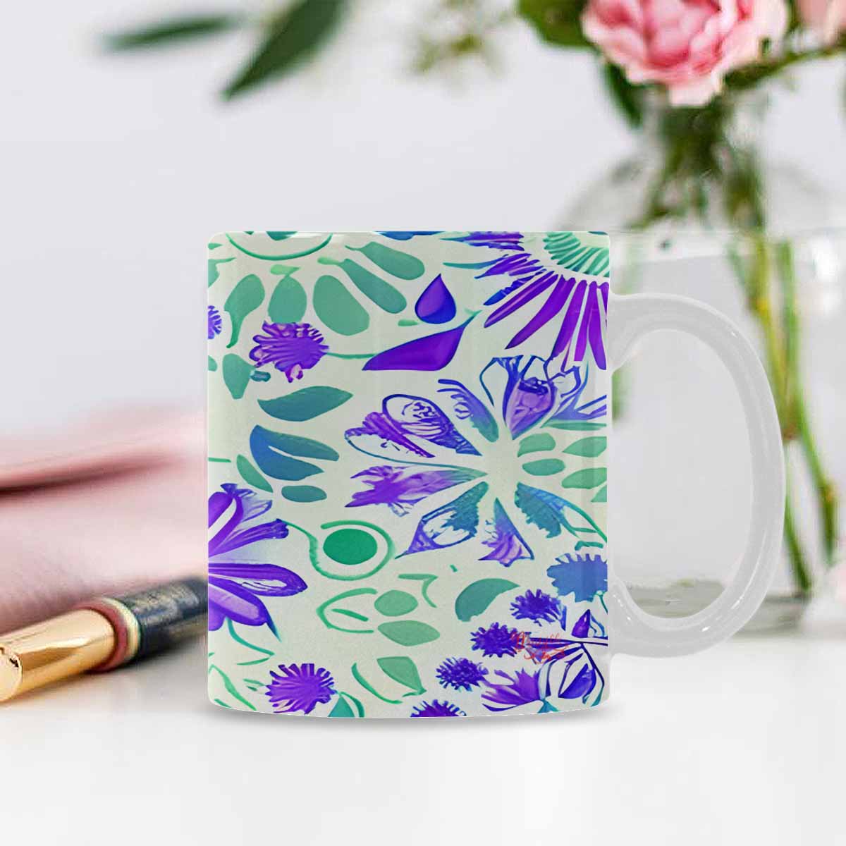 Quality Mug, coffee mug, tea cup, Bright florals, Set 1, Design 124