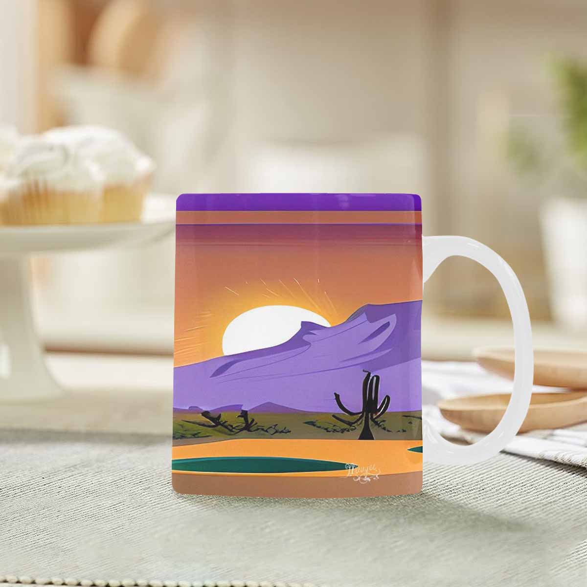 Coffee Mug, tea cup, desert scene, design 95