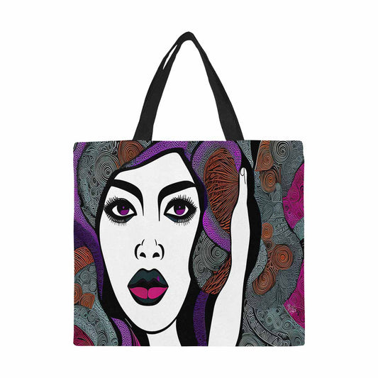 Canvas tote bag, Large, Black Faces, Set 1, design 11