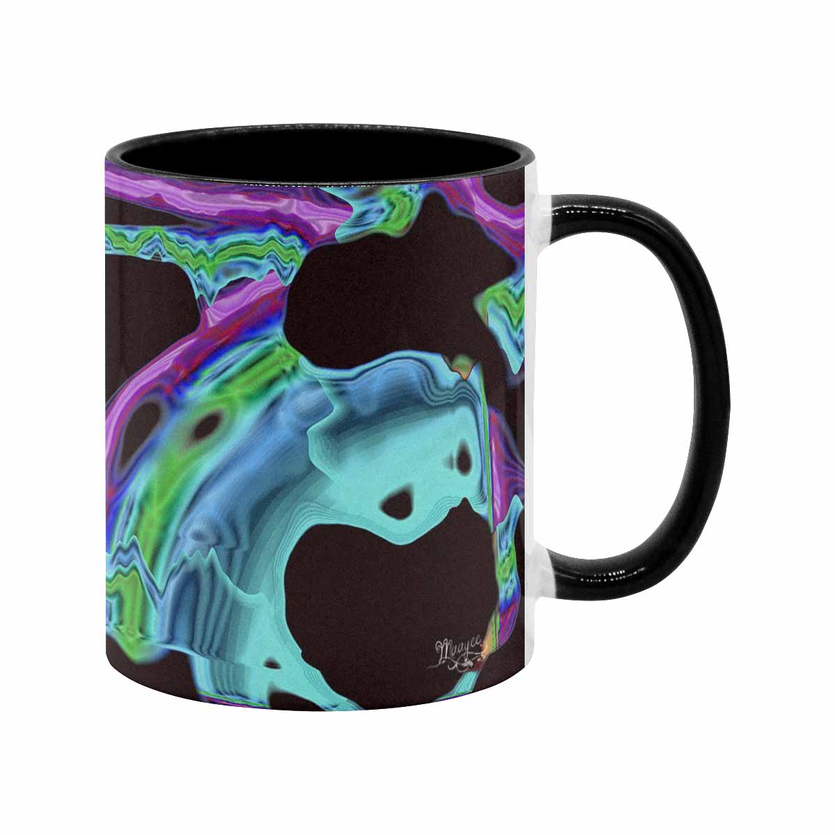 Coffee Mug, tea cup, black core, abstract, design 3