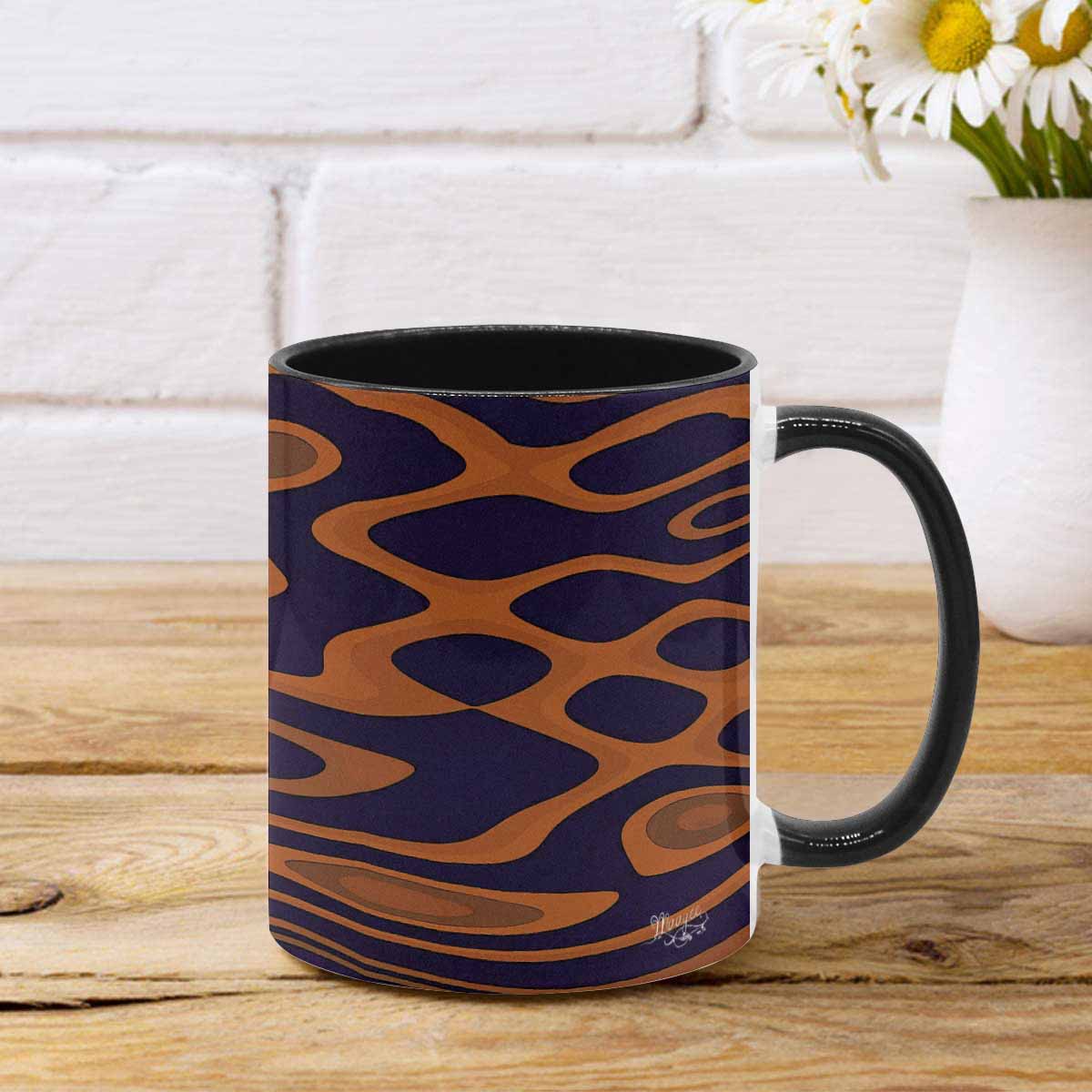 Coffee Mug, tea cup, black core, abstract, design 144