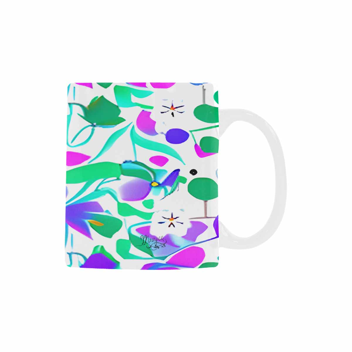 USA made Quality Mug, coffee mug, tea cup, Bright florals, Set 1, Design 135