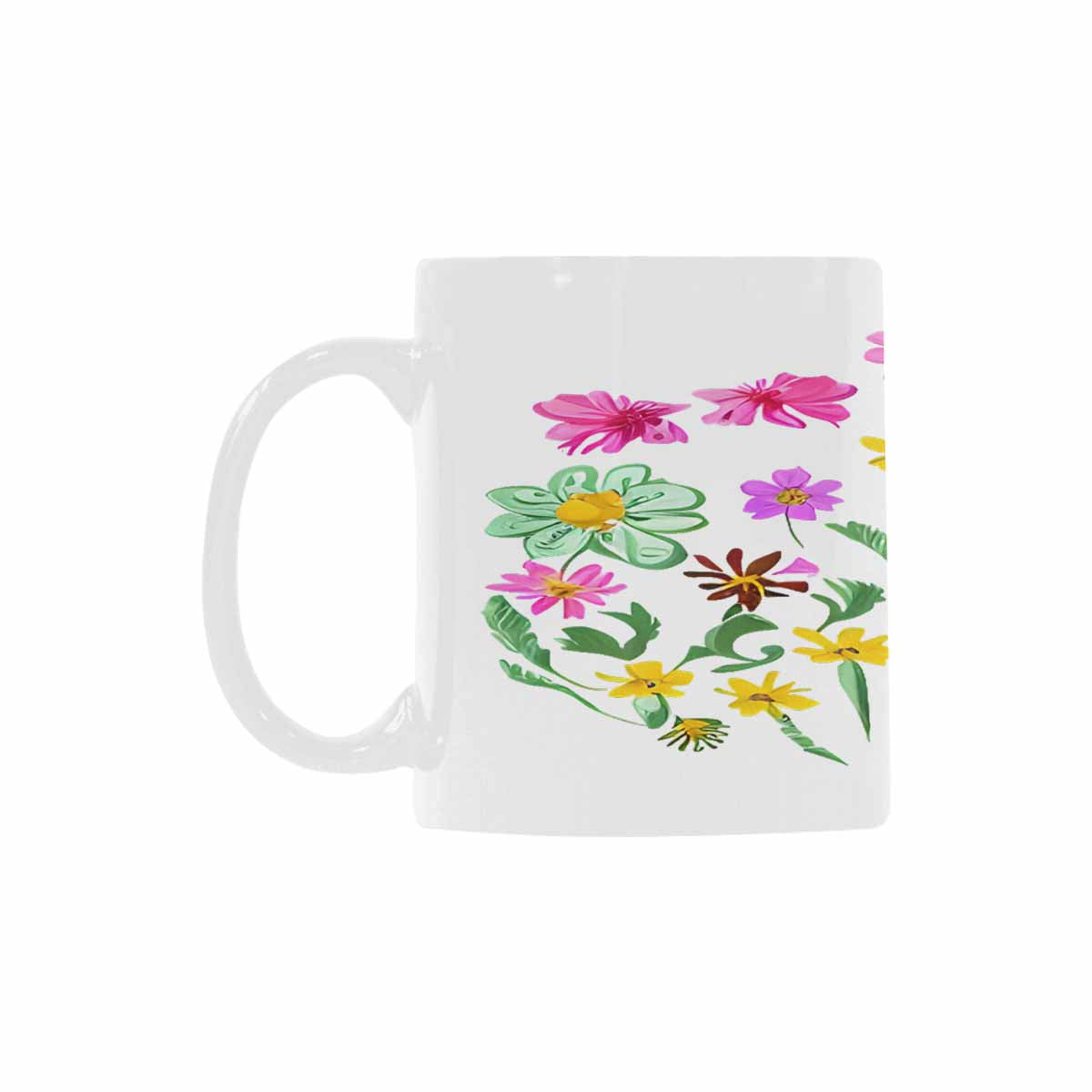 USA made Quality Mug, coffee mug, tea cup, Bright florals, Set 2, design 94