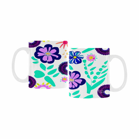 USA made Quality Mug, coffee mug, tea cup, Bright florals, Set 1, Design 130