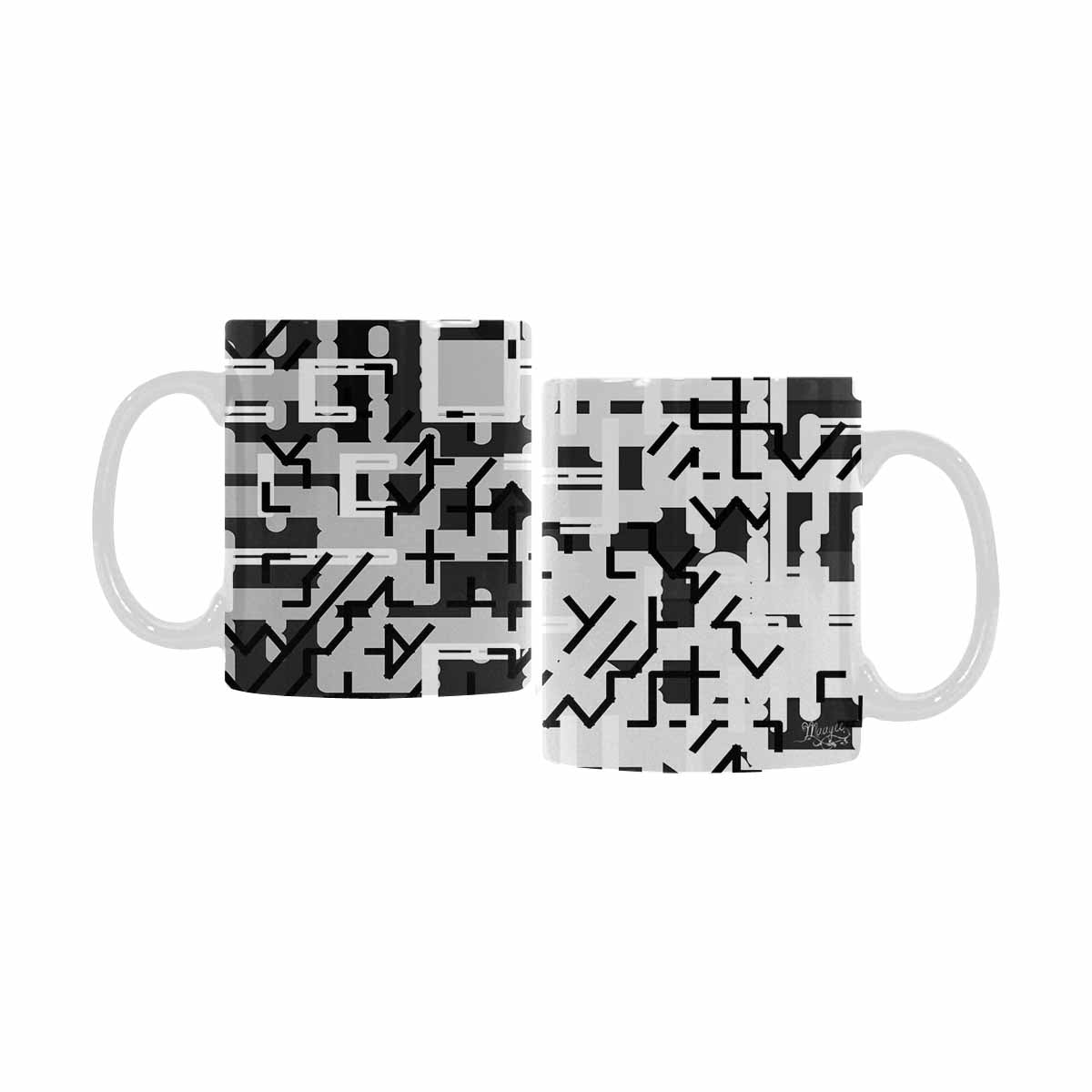 Quality Mug, coffee mug, tea cup, B & W Abstract, Set 1, design 7