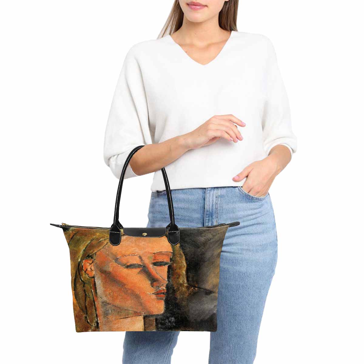 Classic handbag, Modigliani design, choice of 2 colors, Portrait of Beatrice Hastings 3