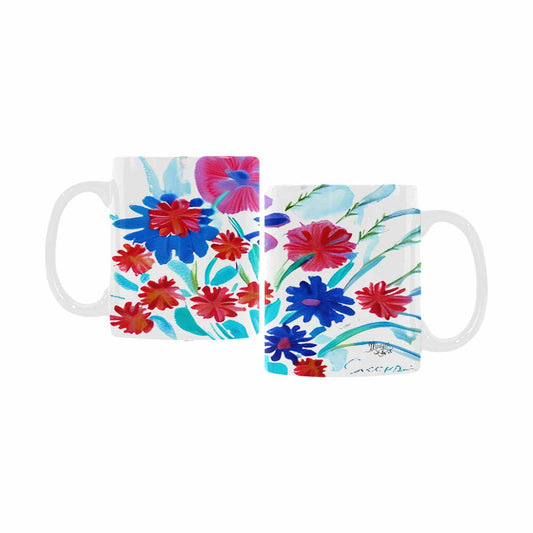 USA made Quality Mug, coffee mug, tea cup, Bright florals, Set 1A, Design 115