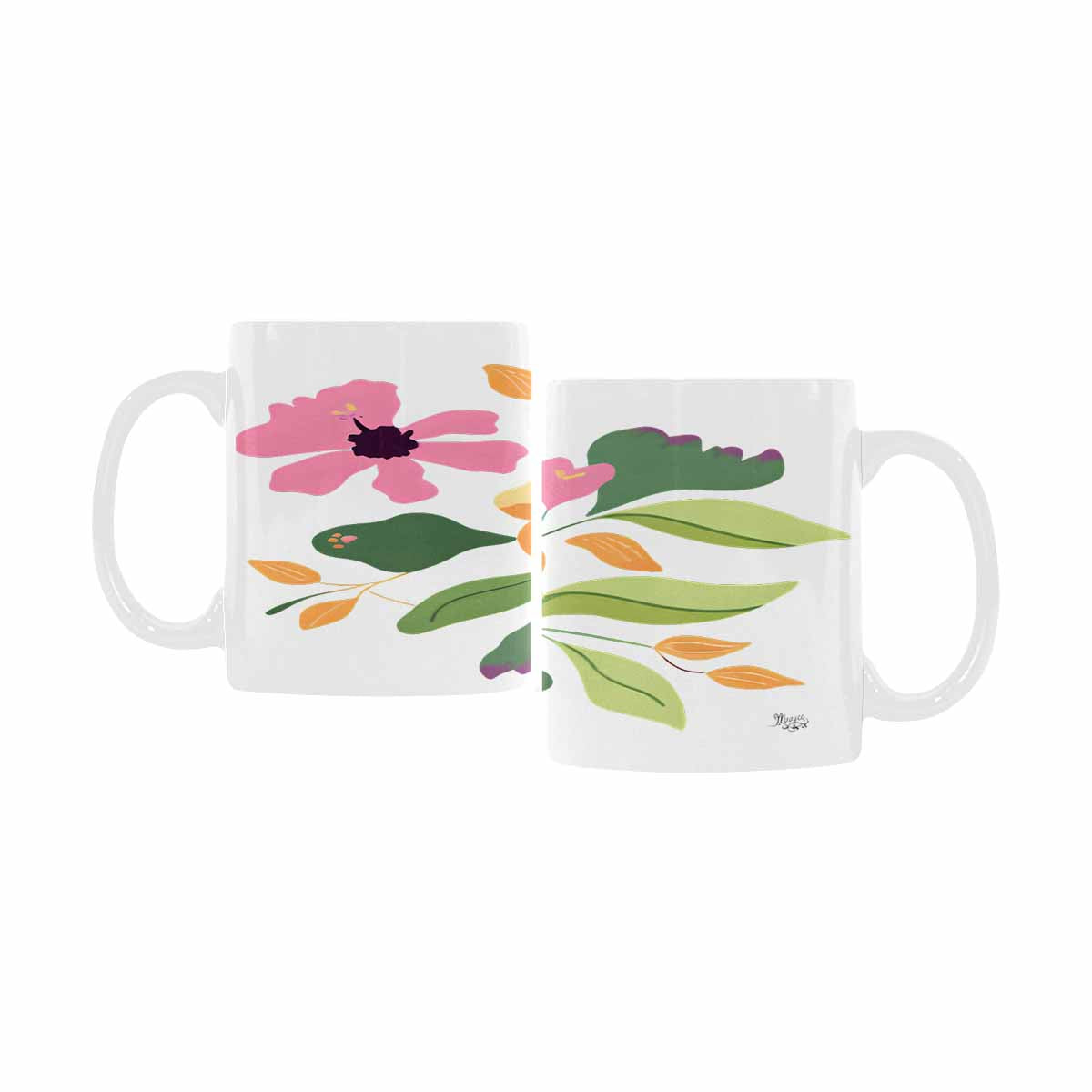 USA made Quality Mug, coffee mug, tea cup, Bright florals, Set 2, design 59