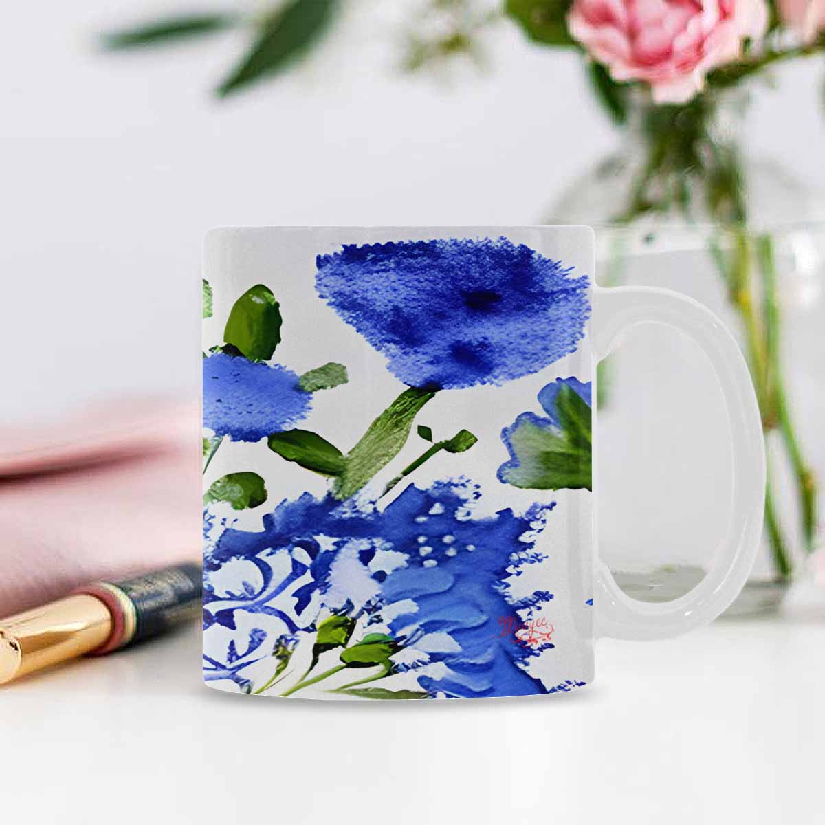 USA made Quality Mug, coffee mug, tea cup, Bright florals, Set 1, Design 24