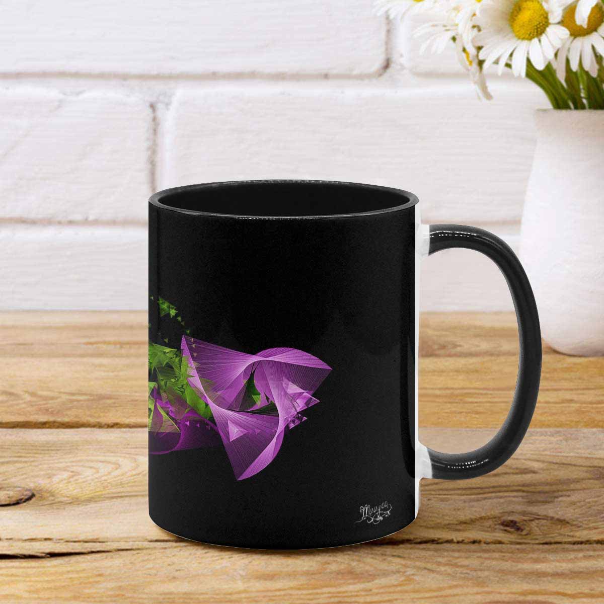 Coffee Mug, tea cup, black core, abstract, design 142