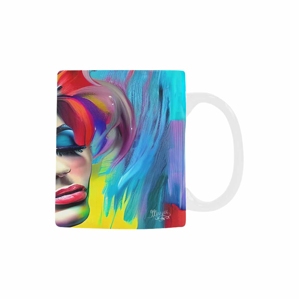 USA, Color Coffee Mug, tea cup, caucasian Face, design 23