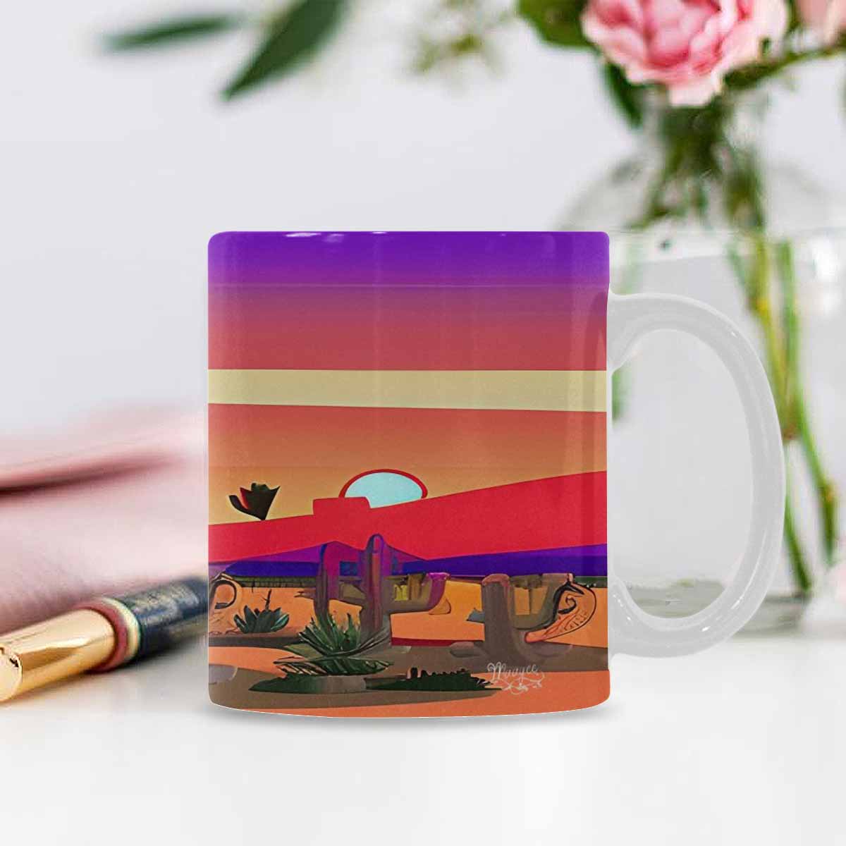 Coffee Mug, tea cup, desert scene, design 36