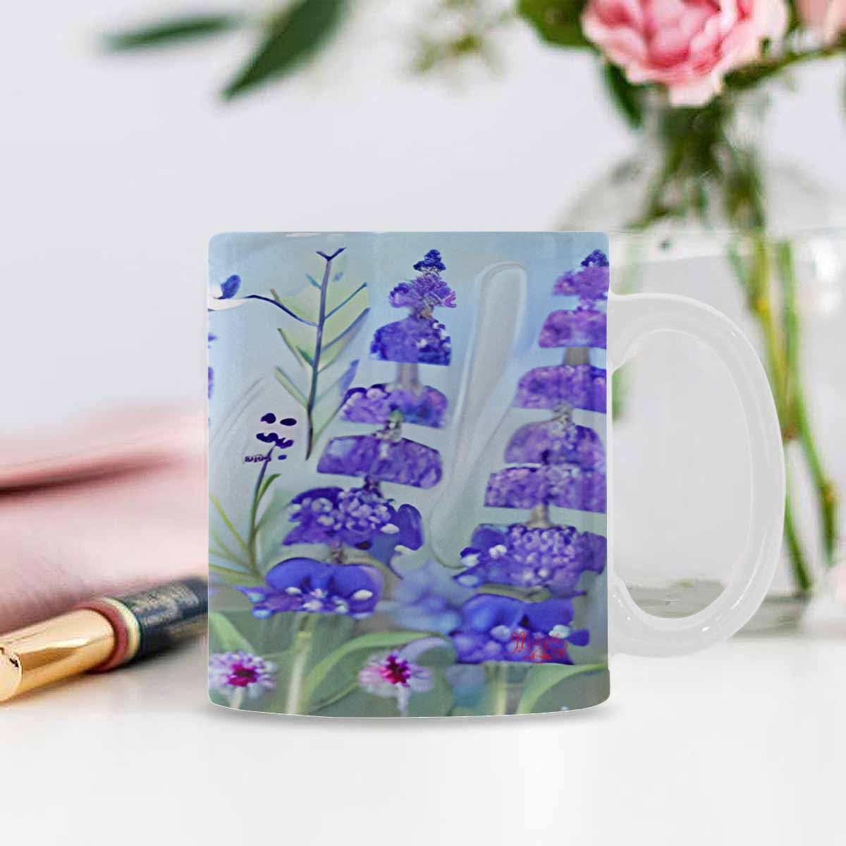 USA made Quality Mug, coffee mug, tea cup, Bright florals, Set 1, Design 91