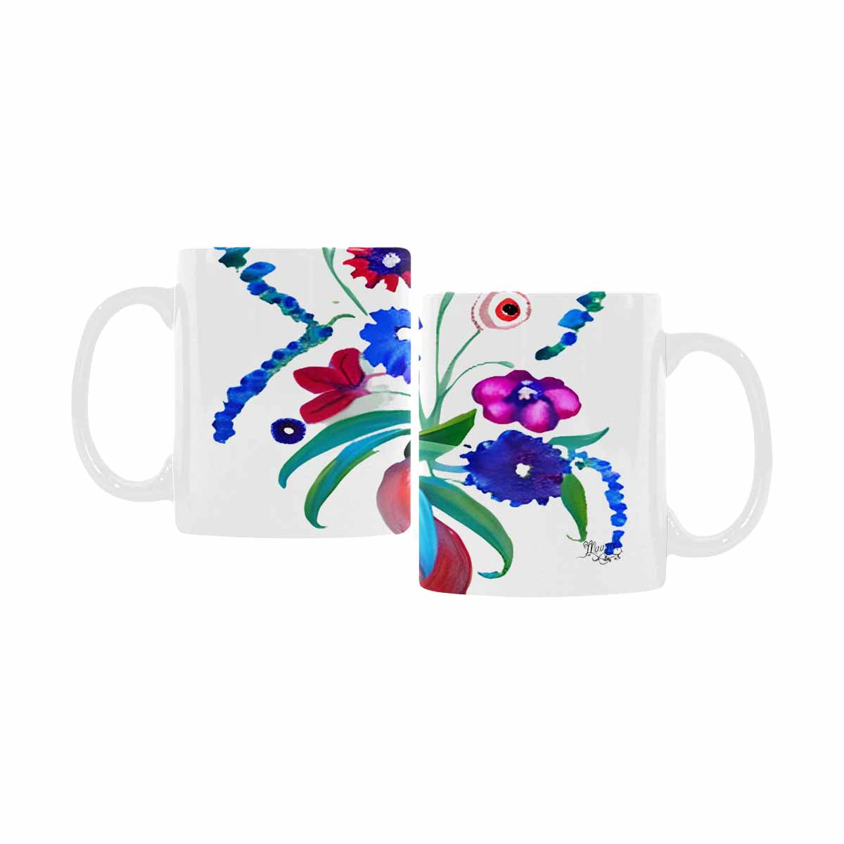 USA made Quality Mug, coffee mug, tea cup, Bright florals, Set 1A, Design 116