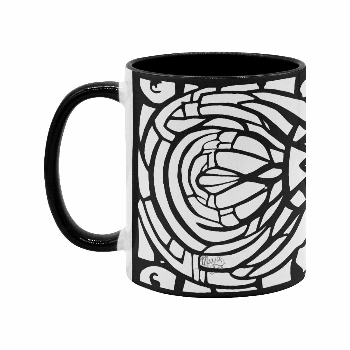 Coffee Mug, tea cup, black core, abstract, design 28