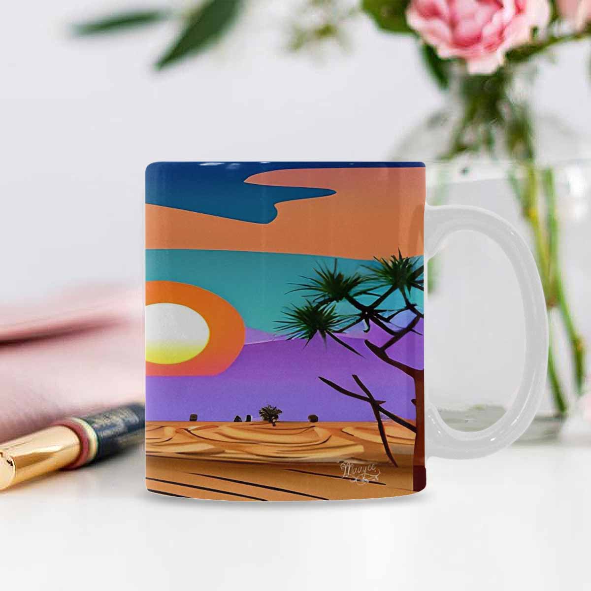 Coffee Mug, tea cup, desert scene, design 73