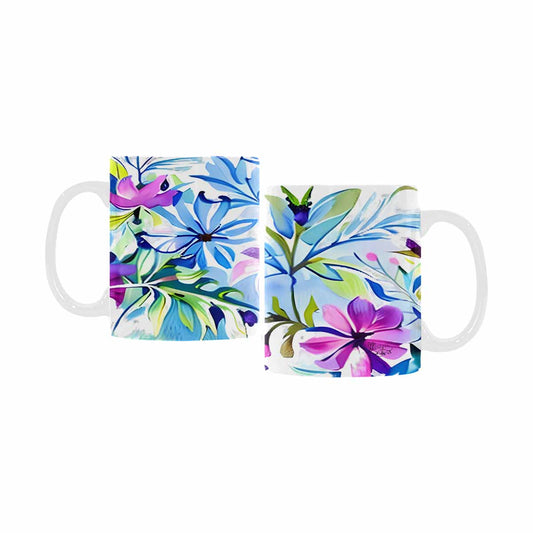 USA made Quality Mug, coffee mug, tea cup, Bright florals, Set 1A, Design 14