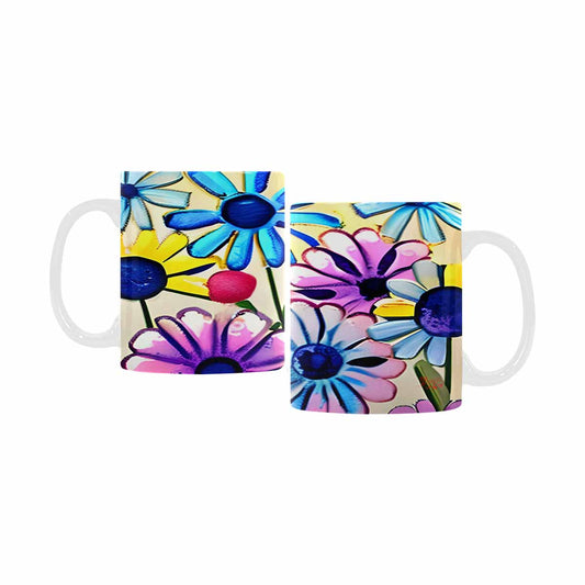 USA made Quality Mug, coffee mug, tea cup, Bright florals, Set 1, Design 50