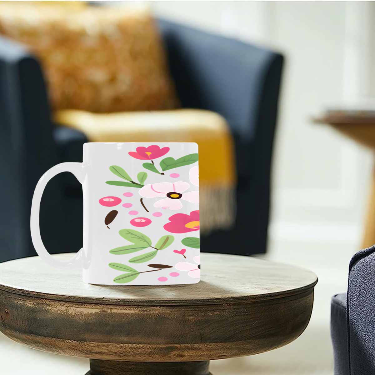 Quality Mug, coffee mug, tea cup, Bright florals, Set 2, design 50