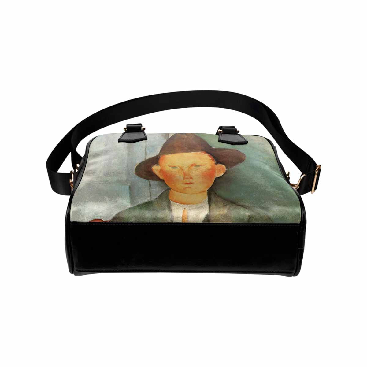 Shoulder PU Leather handbag, Modigliani design, choice of 2 colors, Peasant boy