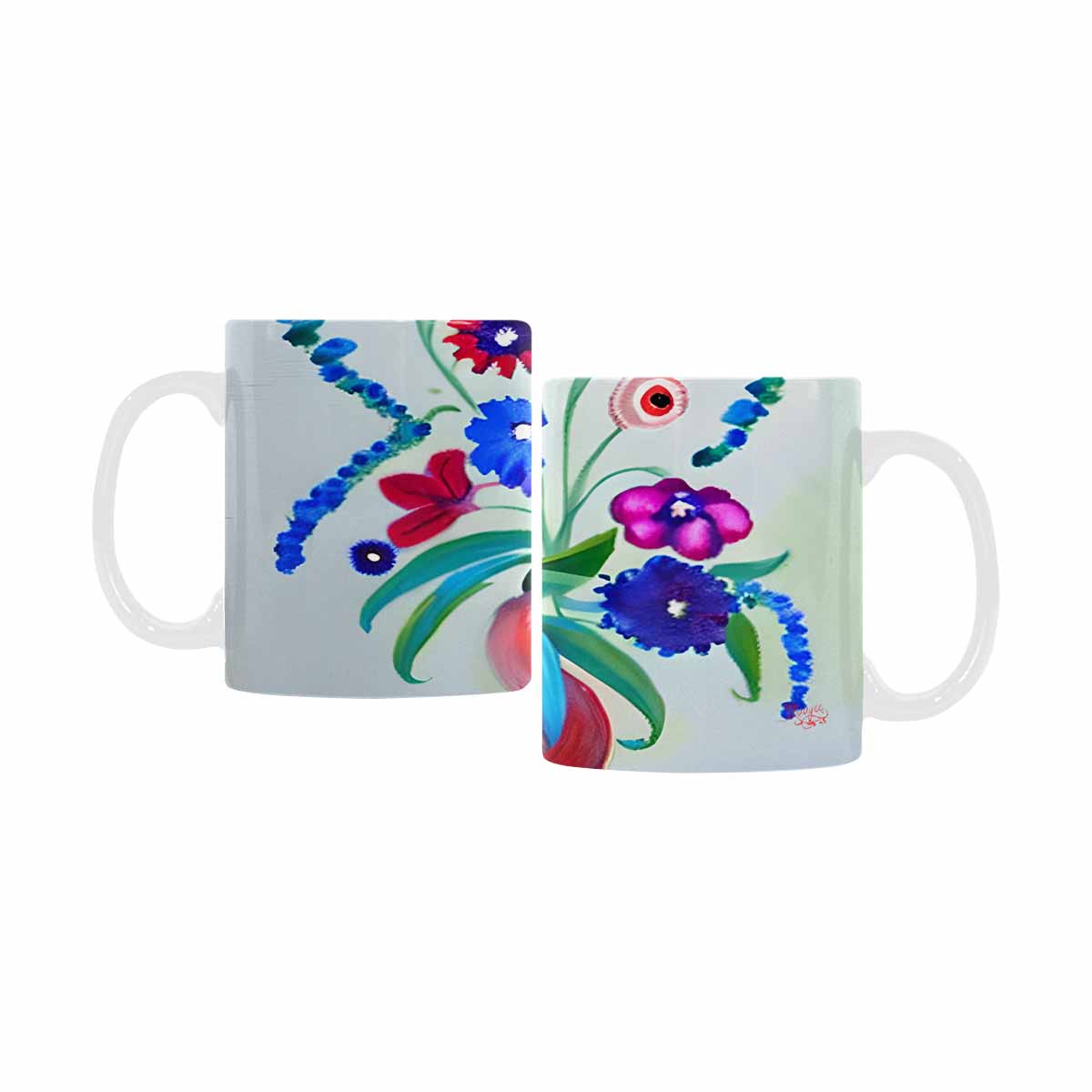 USA made Quality Mug, coffee mug, tea cup, Bright florals, Set 1, Design 116