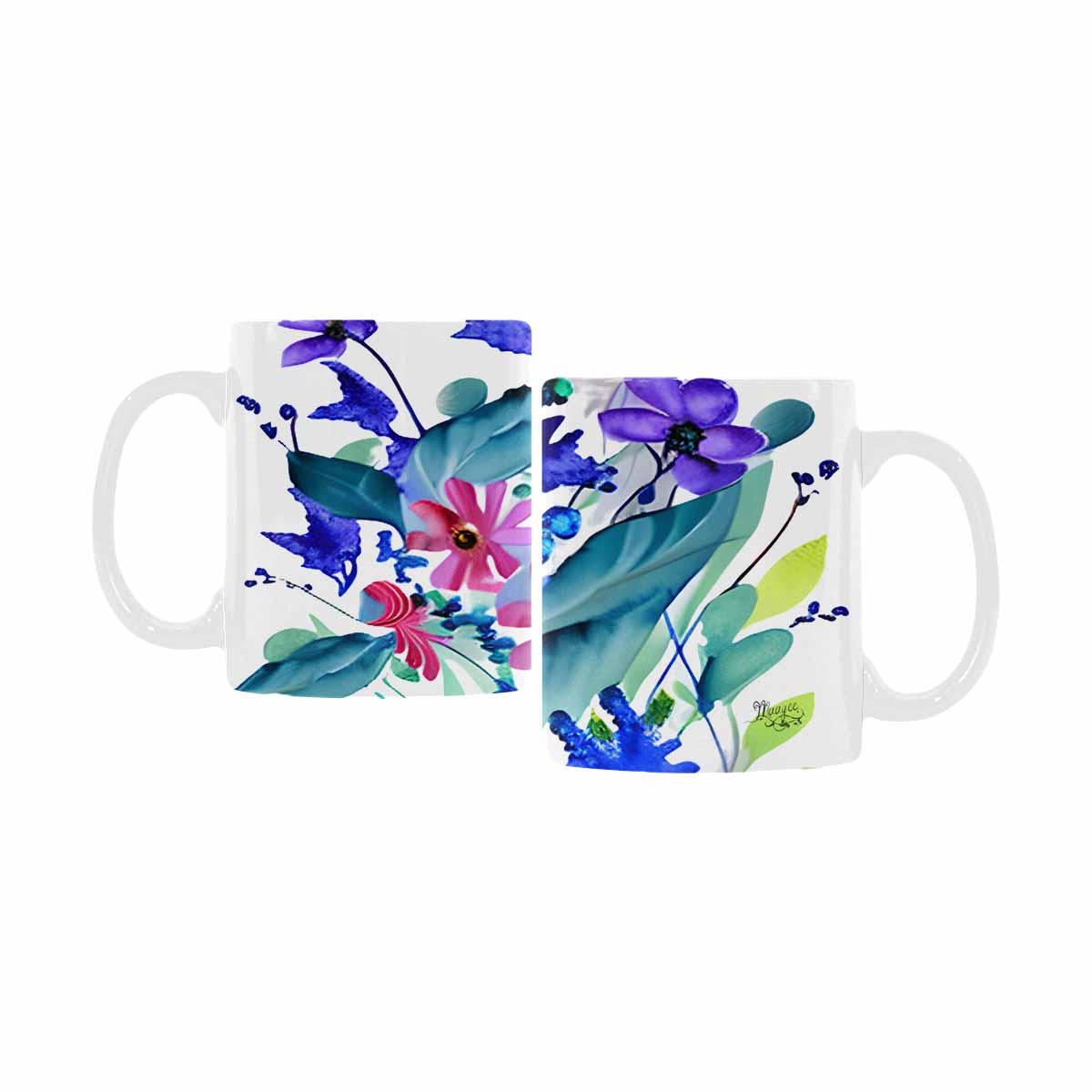 USA made Quality Mug, coffee mug, tea cup, Bright florals, Set 1A, Design 22