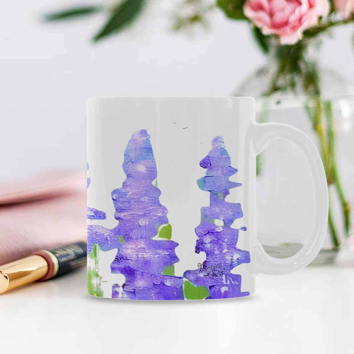 USA made Quality Mug, coffee mug, tea cup, Bright florals, Set 1A, Design 107