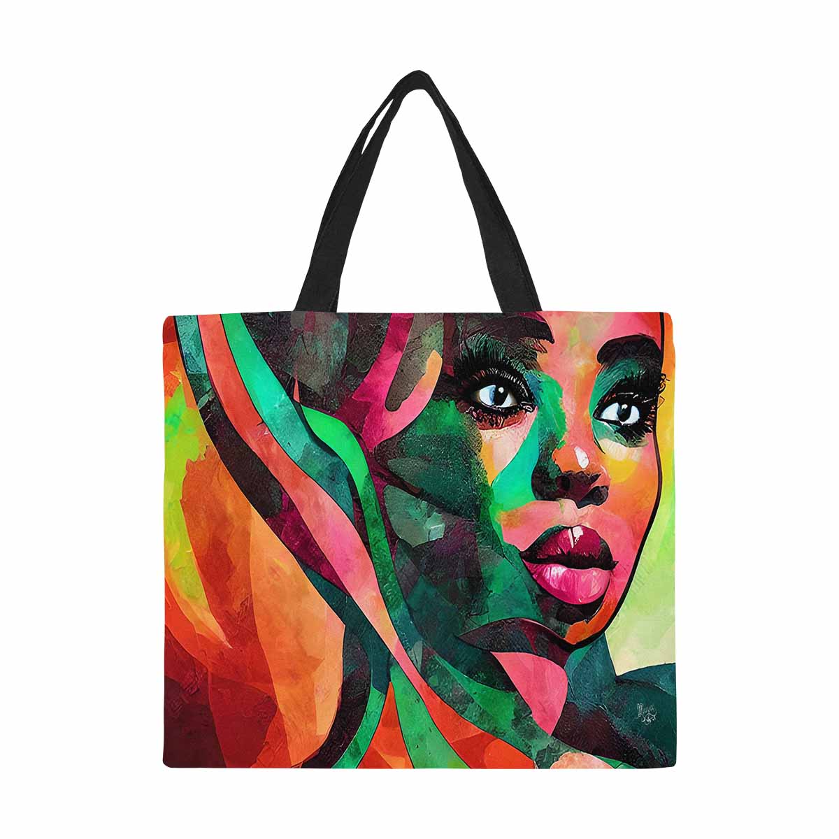 Canvas tote bag, Large, Black Faces, Set 1, design 7