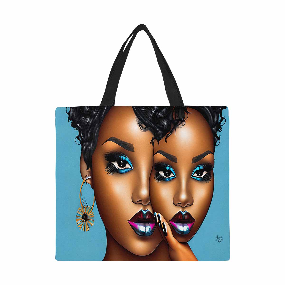 Canvas tote bag, Large, Black Faces, Set 1, design 51