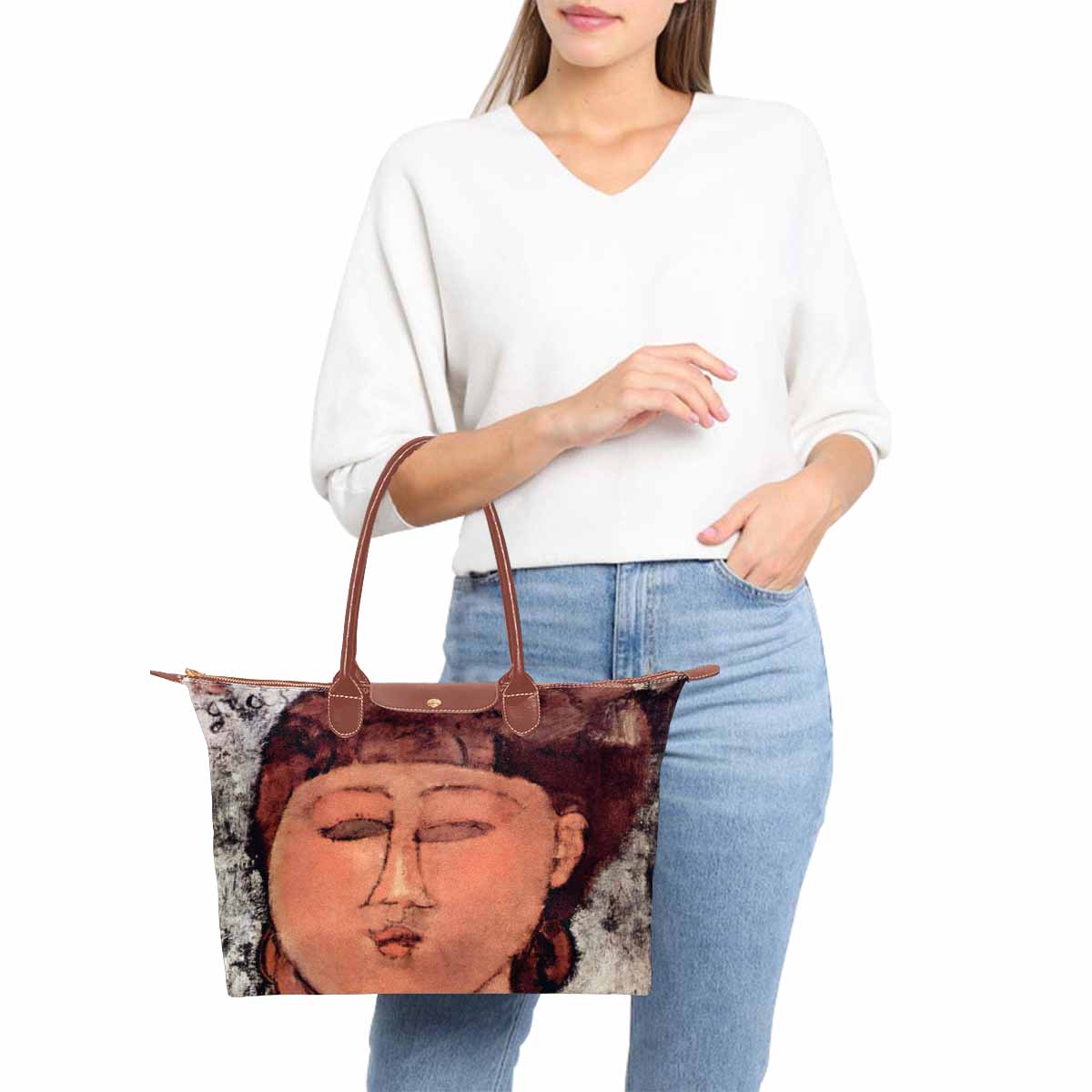 Classic handbag, Modigliani design, choice of 2 colors, Enfant Gras