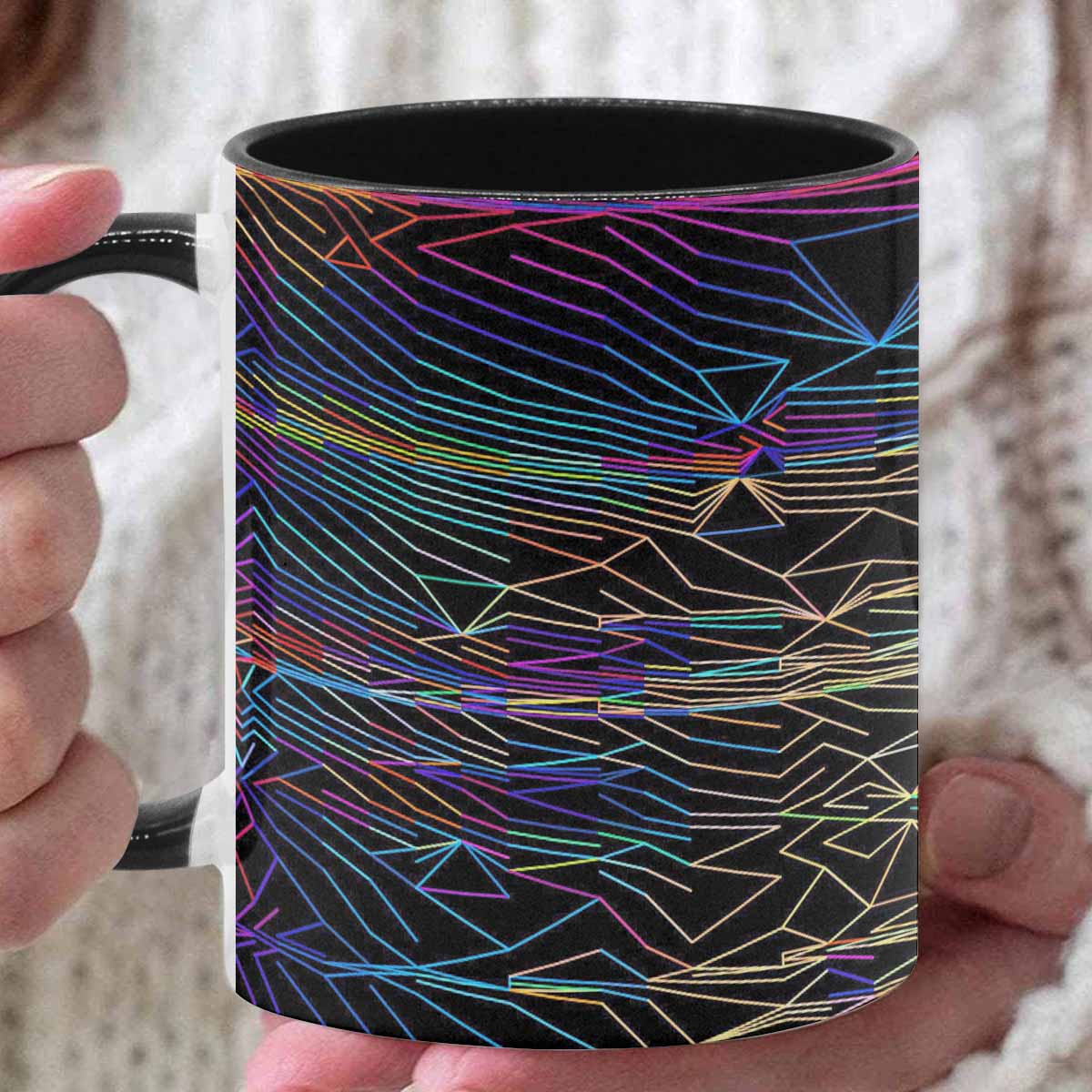 Coffee Mug, tea cup, black core, abstract, design 89