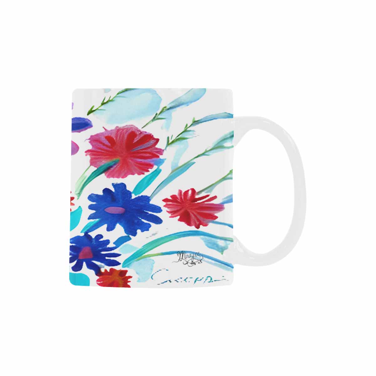 USA made Quality Mug, coffee mug, tea cup, Bright florals, Set 1A, Design 115