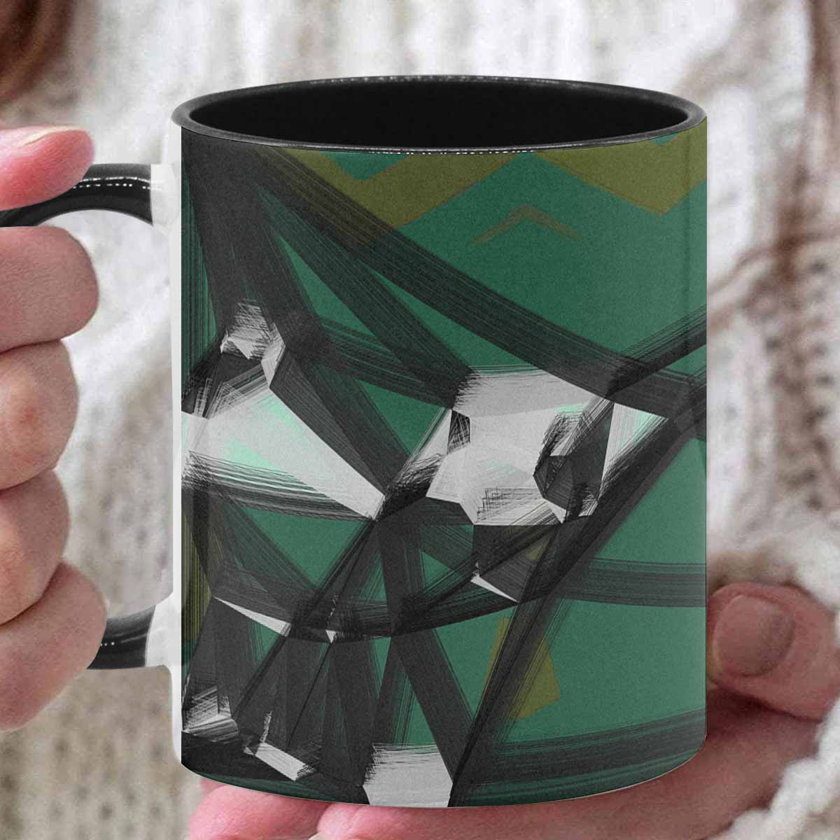 Coffee Mug, tea cup, black core, abstract, design 84