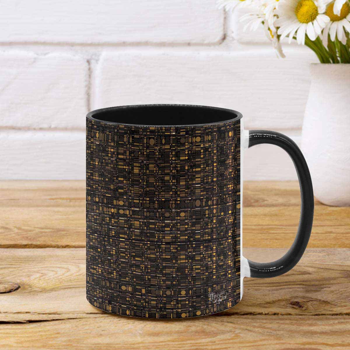 Coffee Mug, tea cup, black core, abstract, design 88