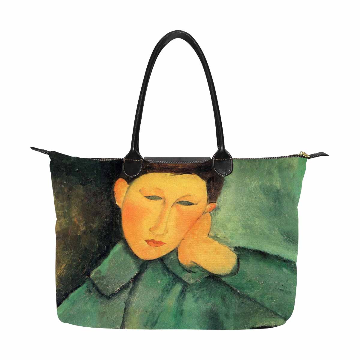 Classic handbag, Modigliani design, choice of 2 colors, Boy in a blue jacket version 1 & 2