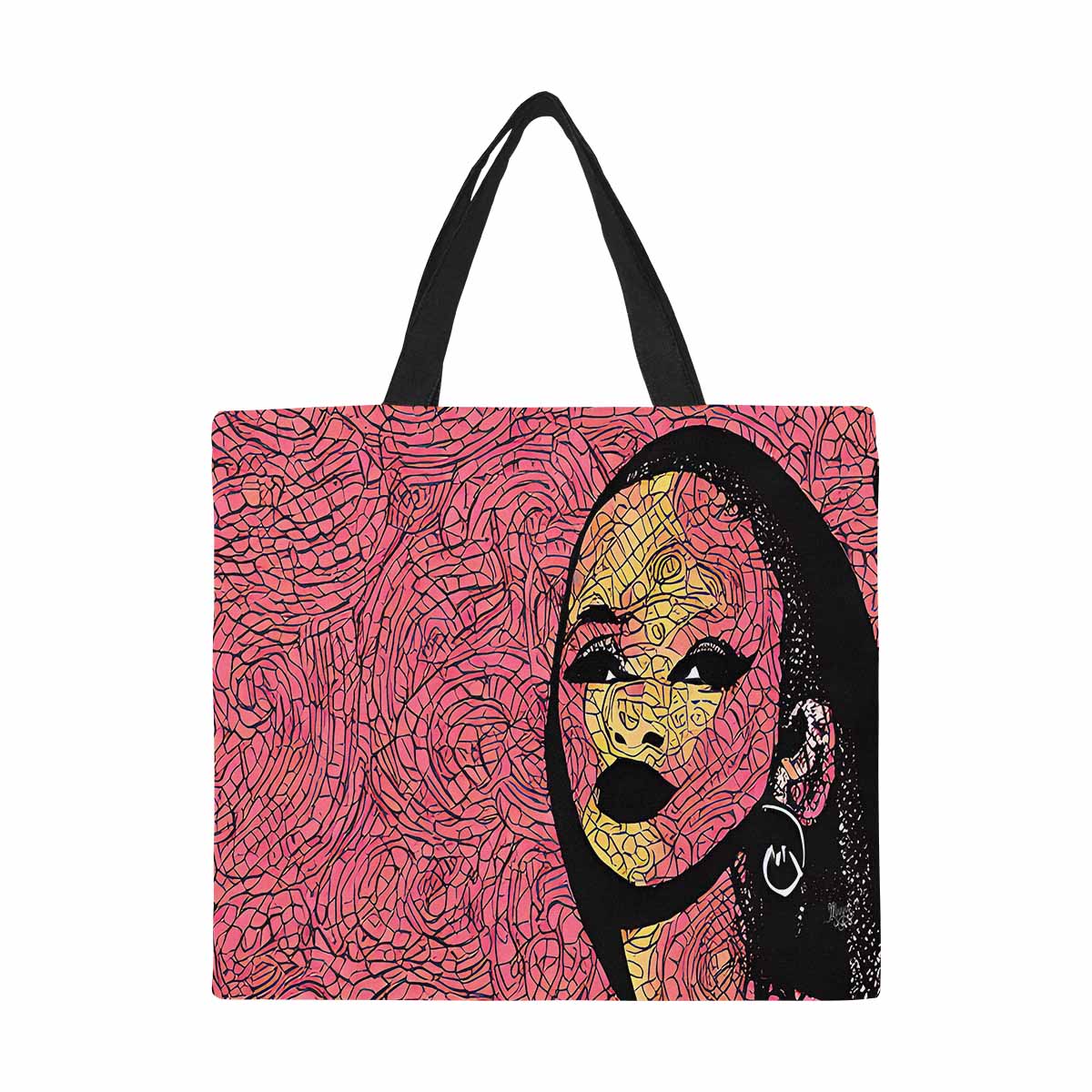 Canvas tote bag, Large, Black Faces, Set 1, design 43