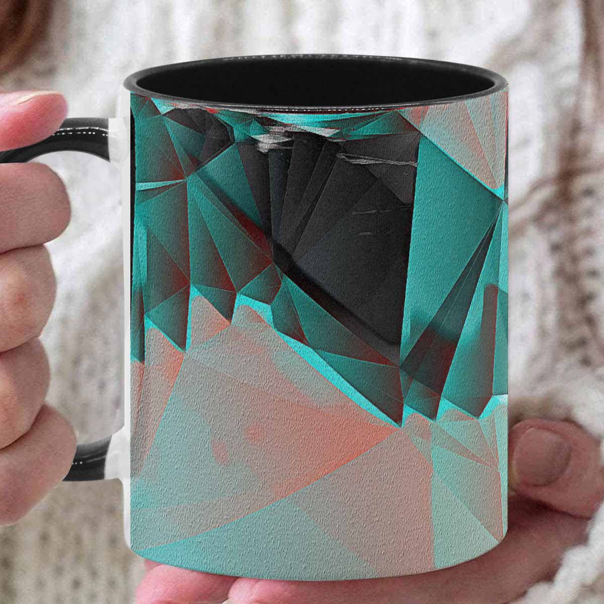 Coffee Mug, tea cup, black core, abstract, design 121