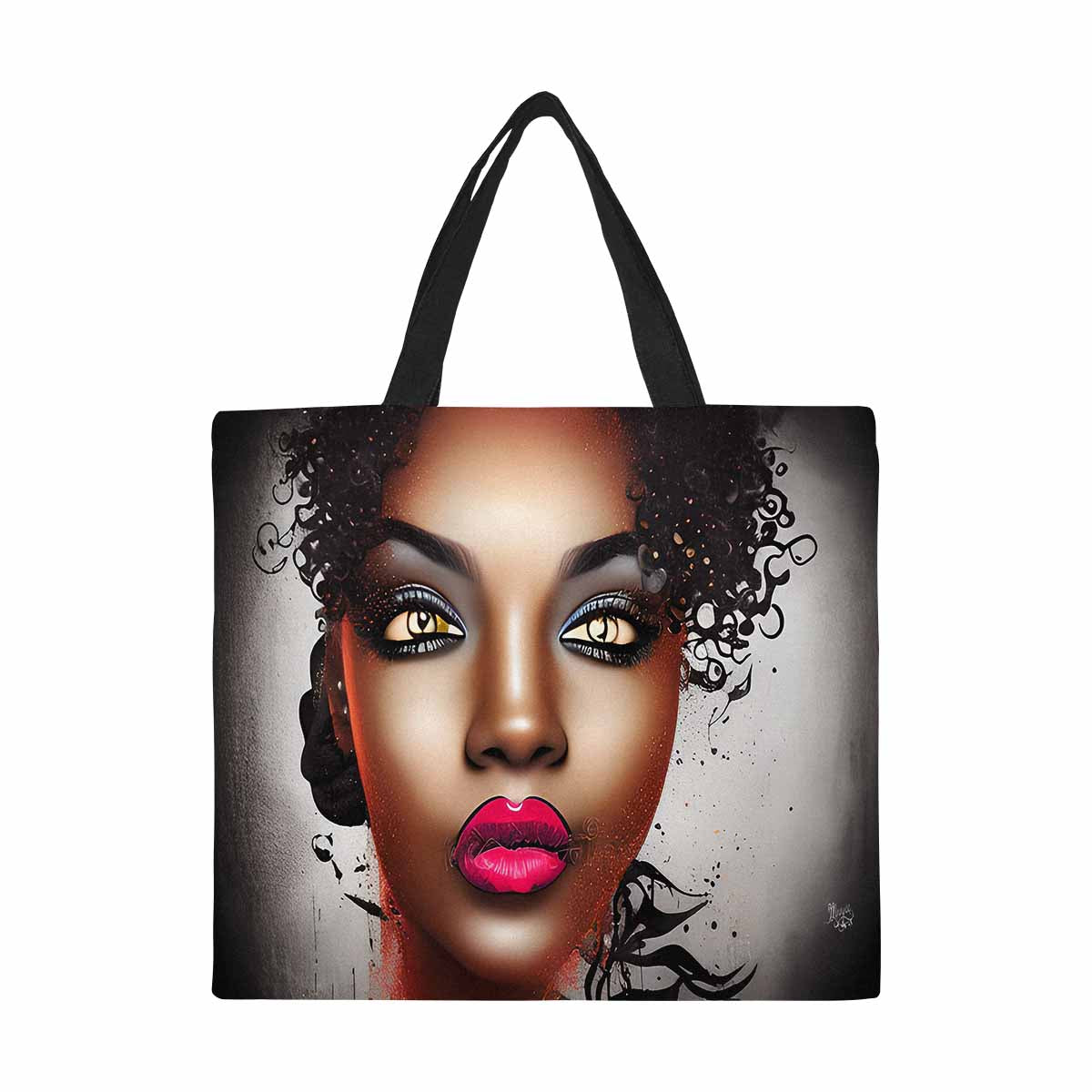 Canvas tote bag, Large, Black Faces, Set 1, design 53