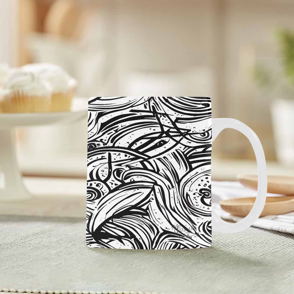 Quality Mug, coffee mug, tea cup, B & W Abstract, Set 1, design 35