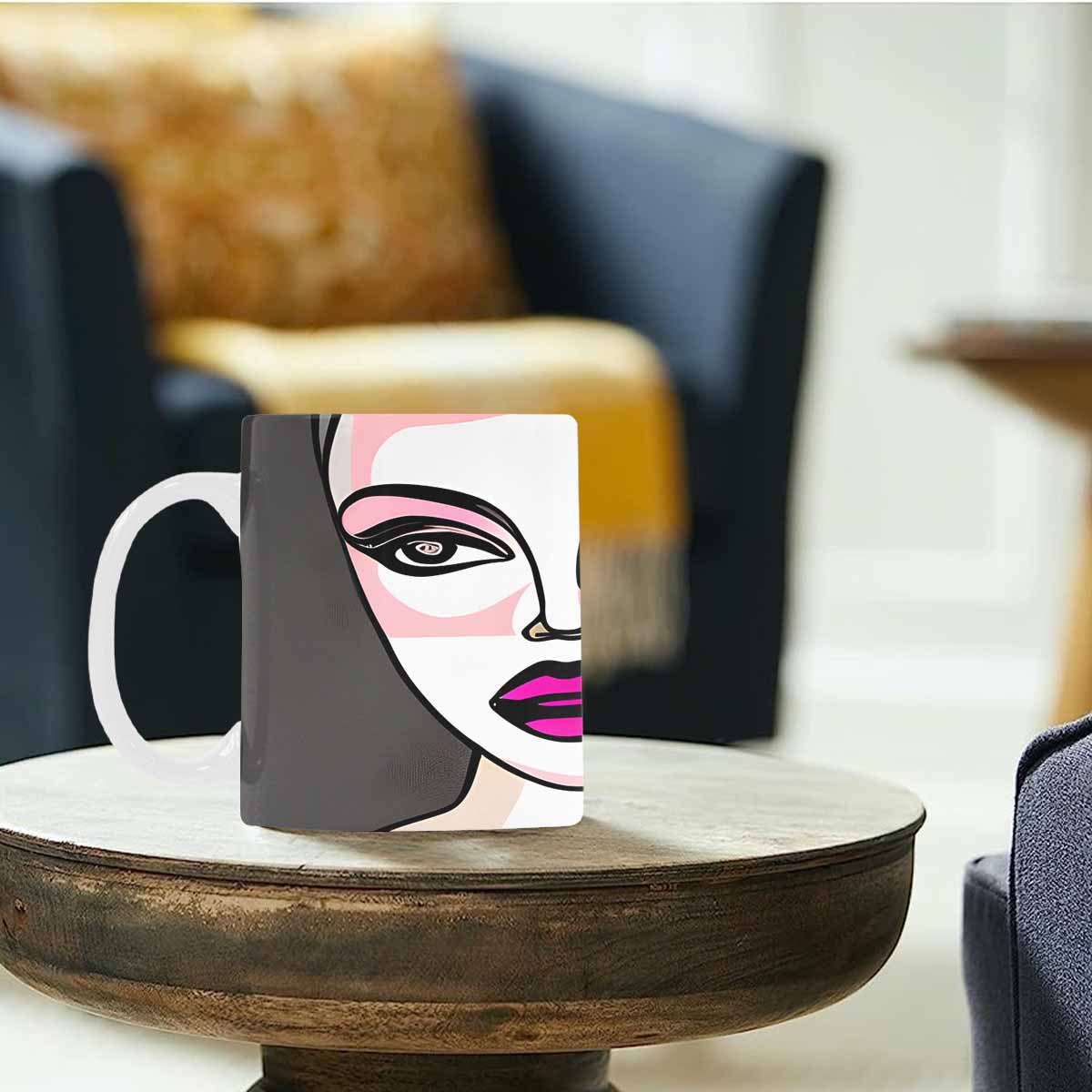 Coffee Mug, tea cup,caucasian Face, design 52