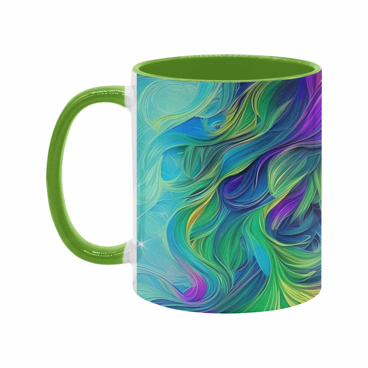 Coffee mug, tea cup, multicolor mug, caucasian type face, design 29