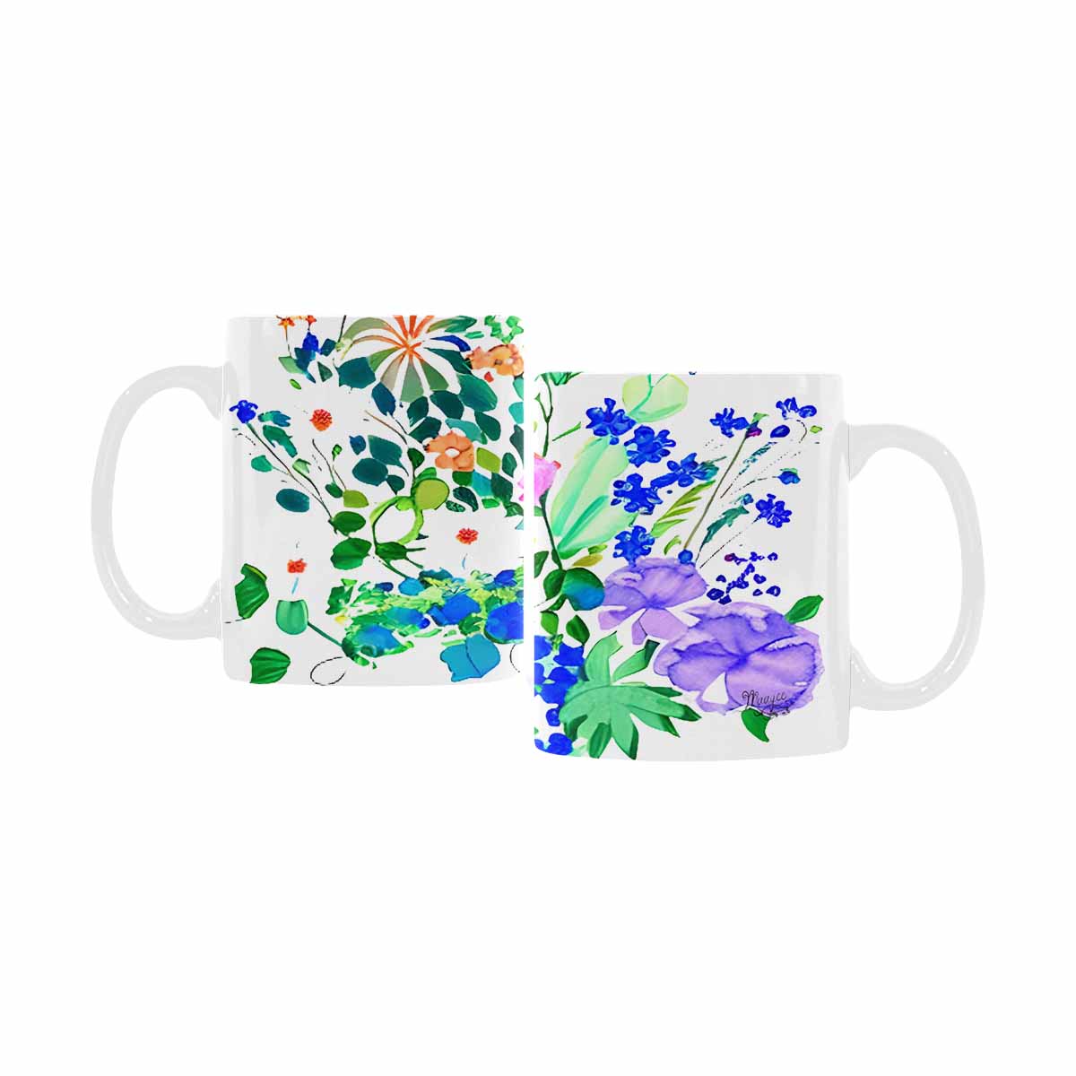 USA made Quality Mug, coffee mug, tea cup, Bright florals, Set 1A, Design 34