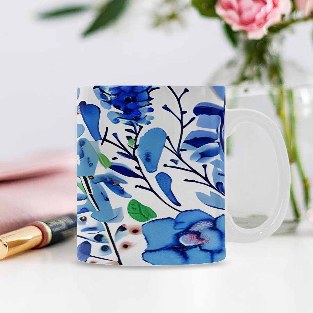 USA made Quality Mug, coffee mug, tea cup, Bright florals, Set 1, Design 32