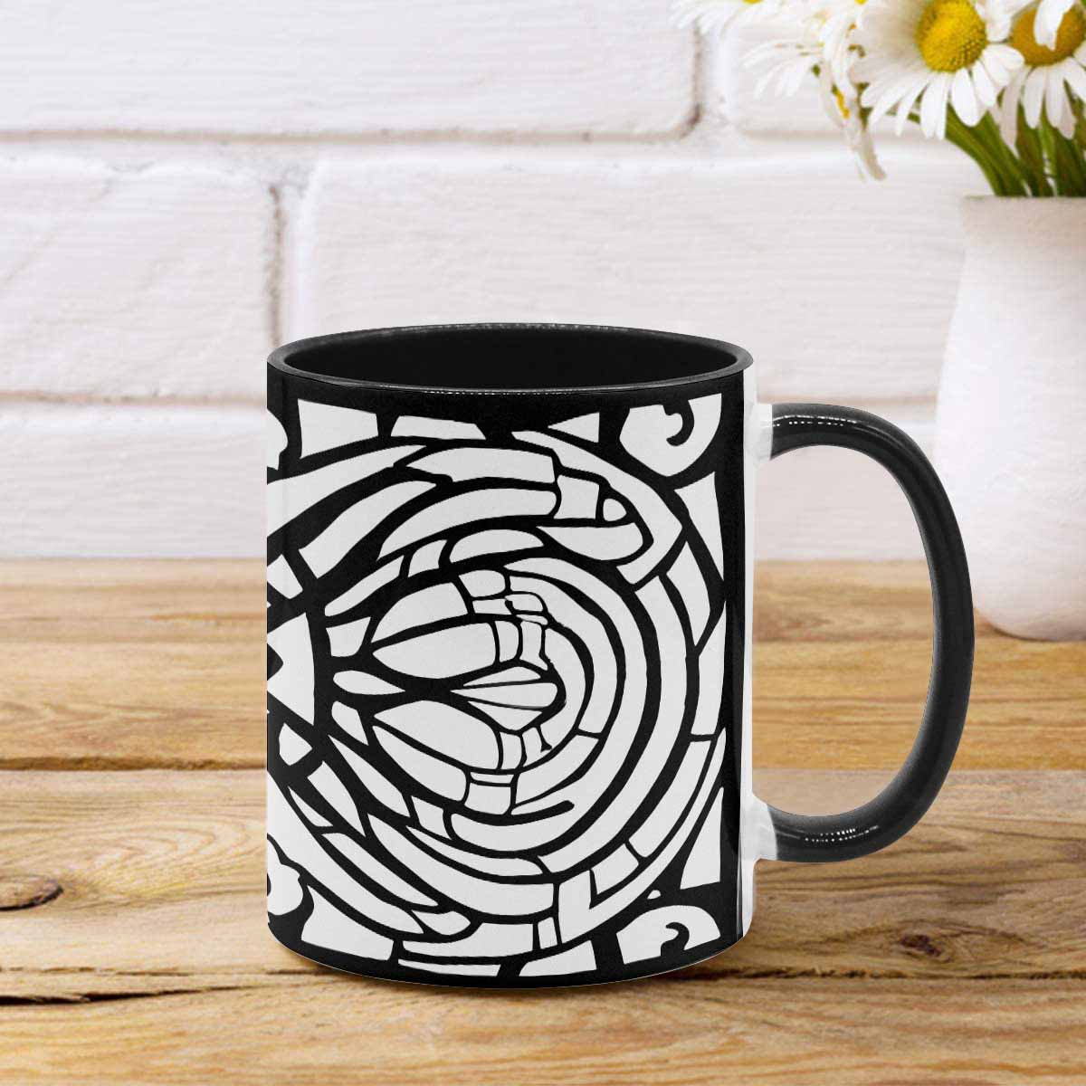 Coffee Mug, tea cup, black core, abstract, design 28