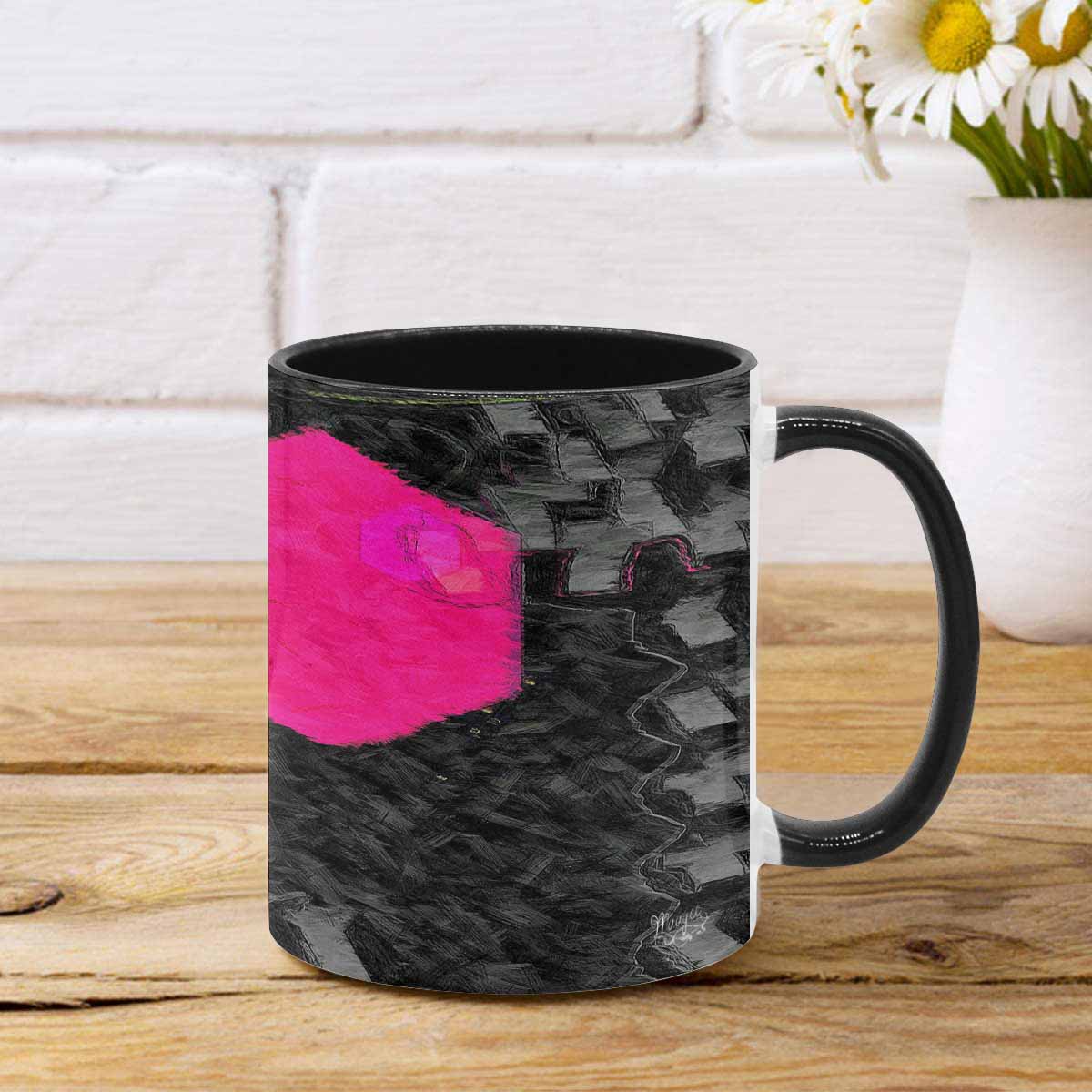 Coffee Mug, tea cup, black core, abstract, design 40