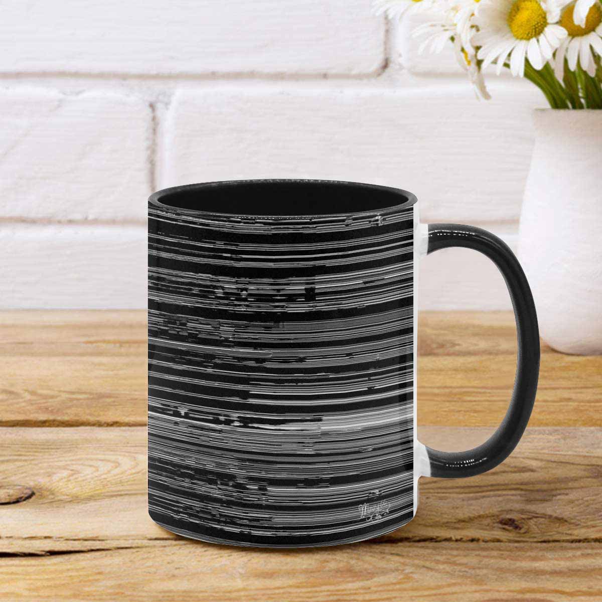 Coffee Mug, tea cup, black core, abstract, design 111