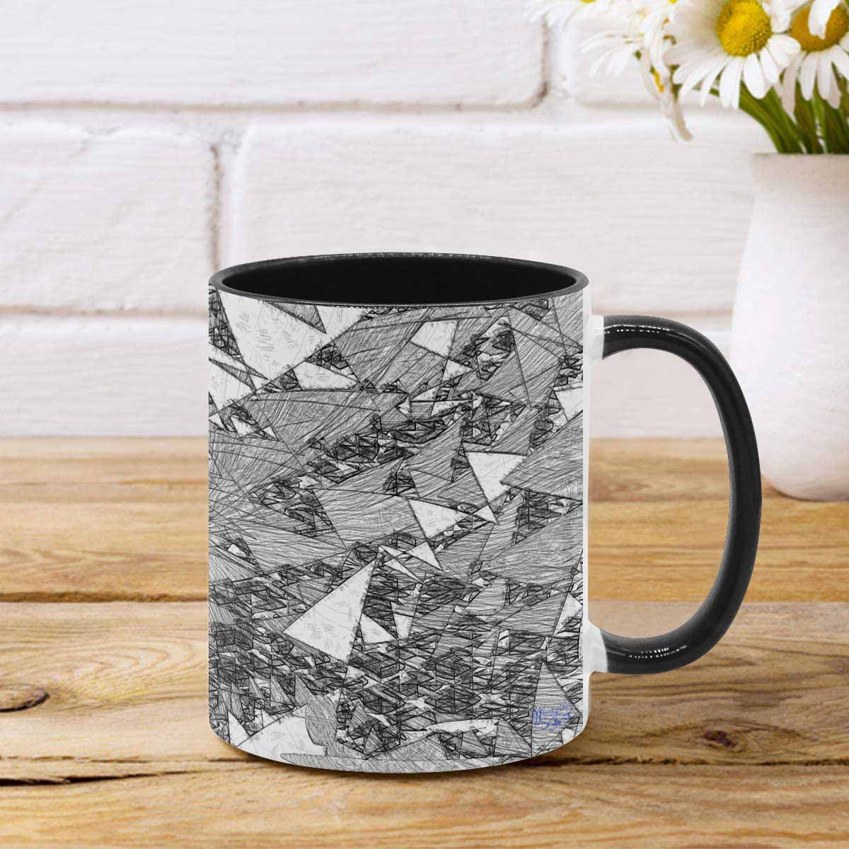 Coffee Mug, tea cup, black core, abstract, design 137