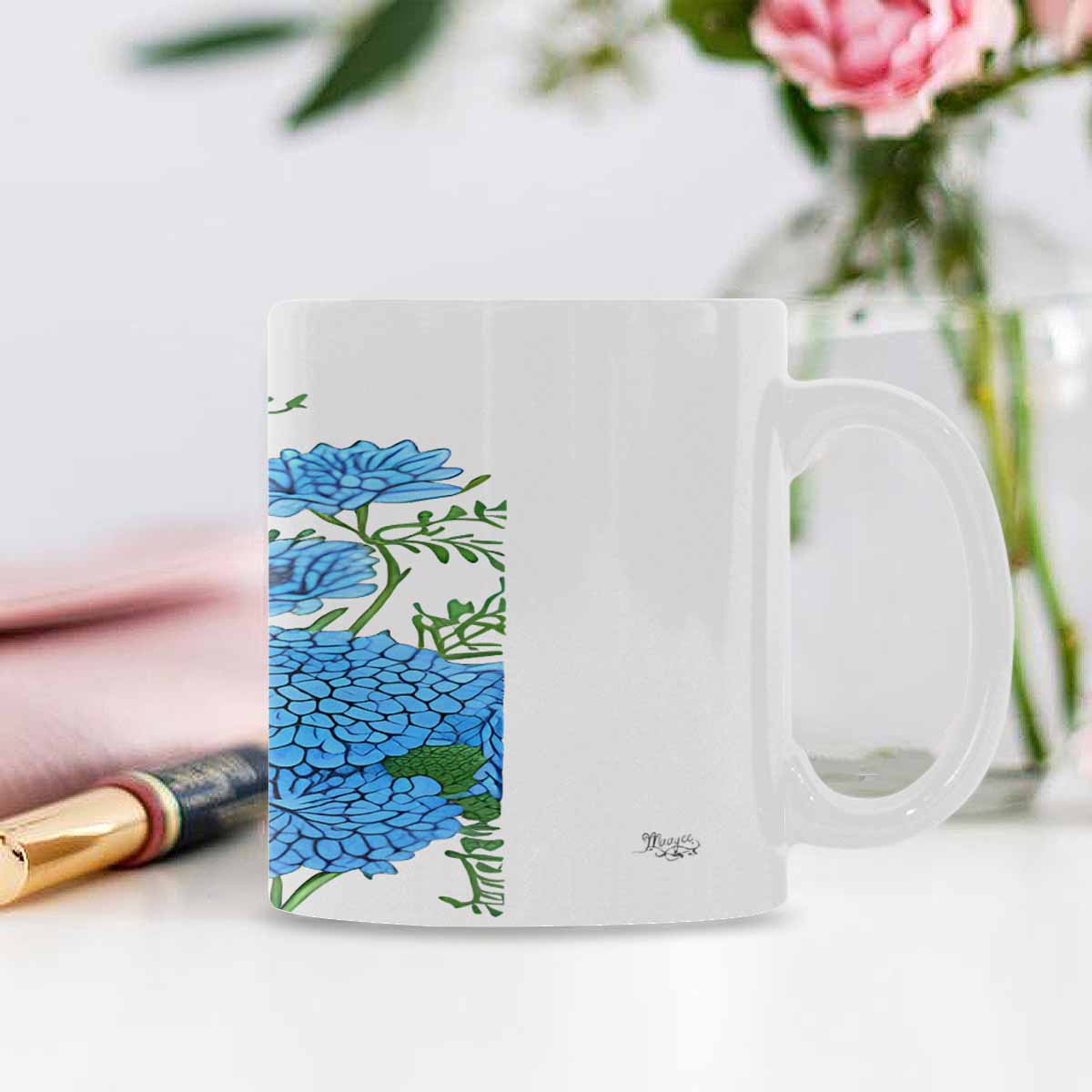 USA made Quality Mug, coffee mug, tea cup, Bright florals, Set 2, design 22