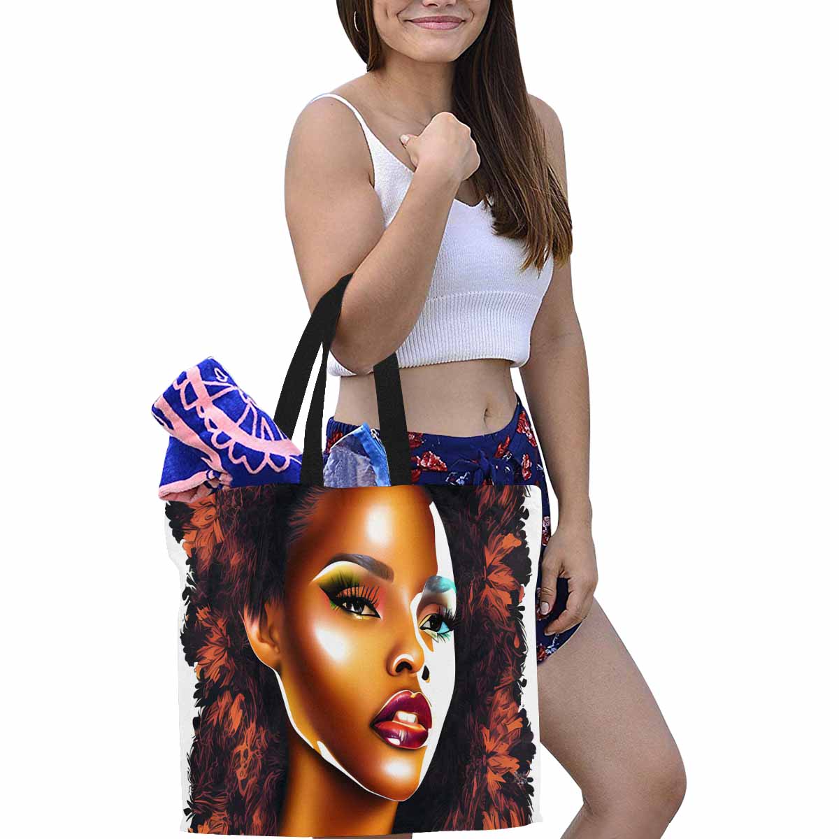 Canvas tote bag, Large, Black Faces, Set 1, design 36