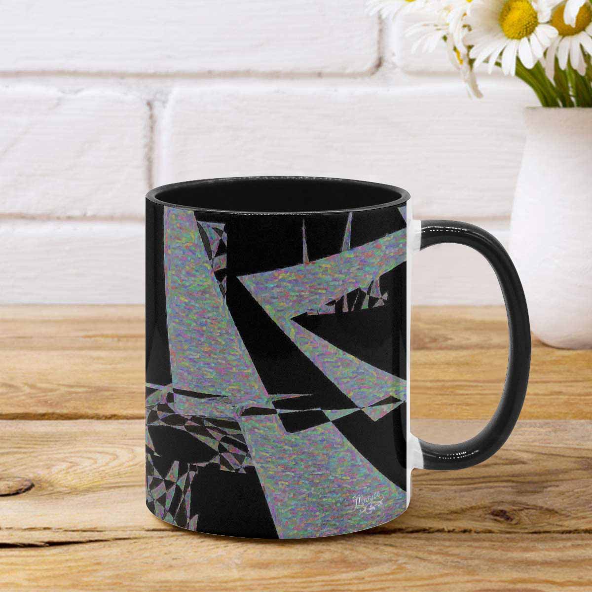 Coffee Mug, tea cup, black core, abstract, design 43